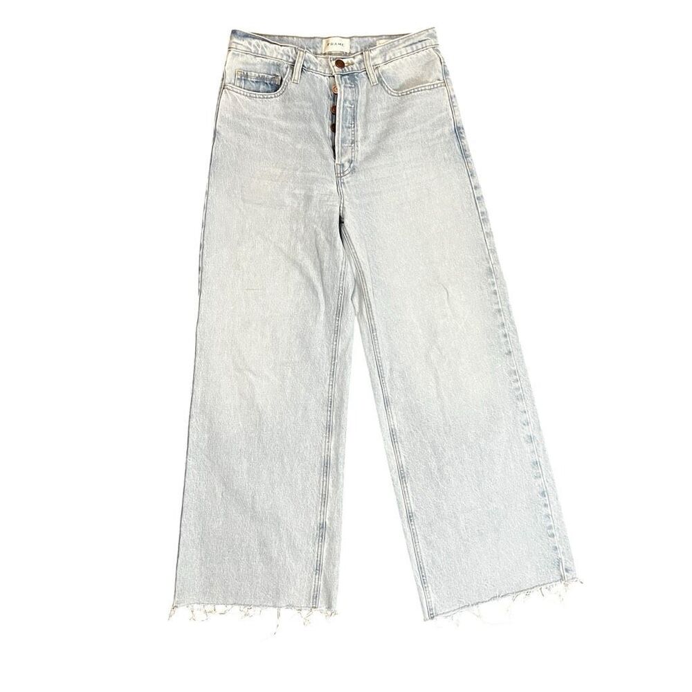 FRAME Le Low Baggy Wide Leg Jeans Light Wash Size 26 - Picture 3 of 7